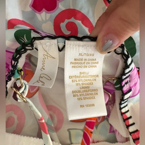 NWOT Anne Cole High Neck Floral Tankini Top - Size XL - Picture 9 of 10